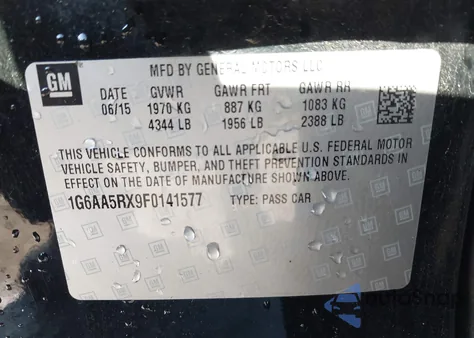 2015 Cadillac Ats Standard z USA, uszkodzony, nr VIN 1G6AA5RX9F0141577